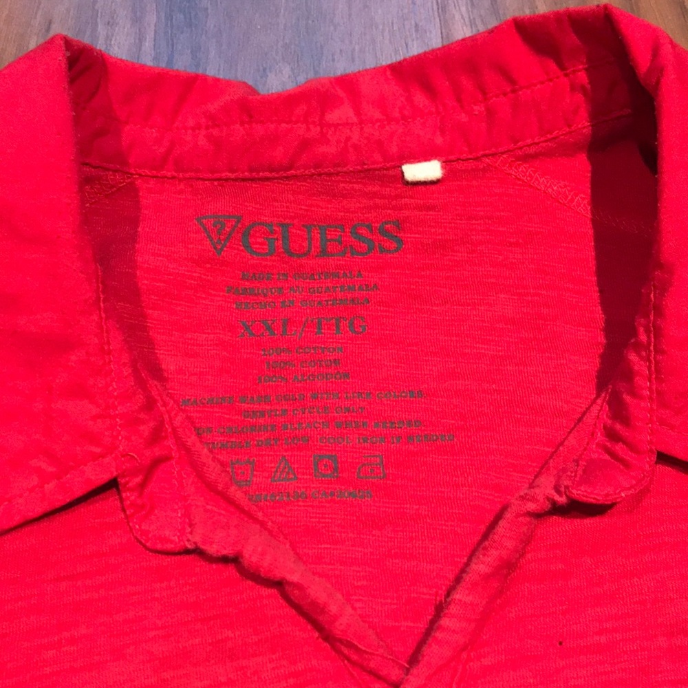 🔥Guess Jeans Men’s Red Polo shirt size XXL